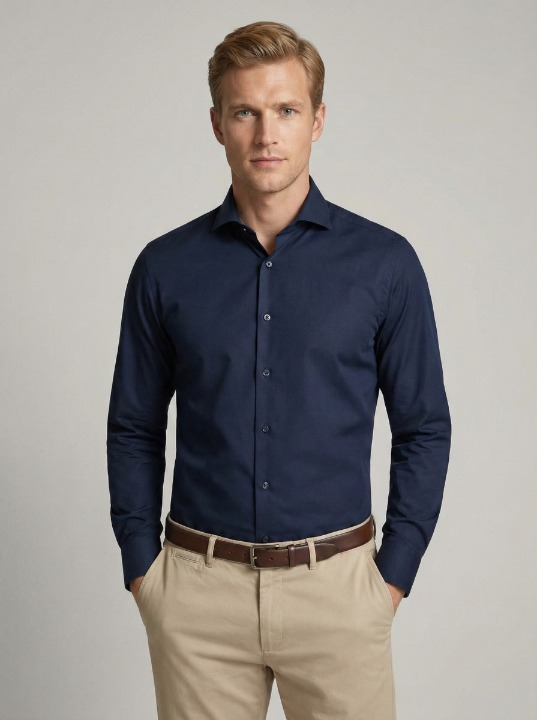 Navy Blue Slim Fit Shirt