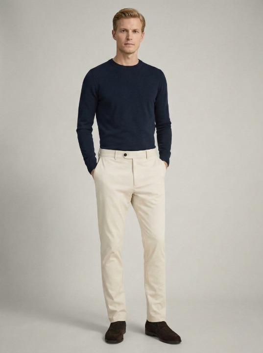 Cream Chinos Slim Fit