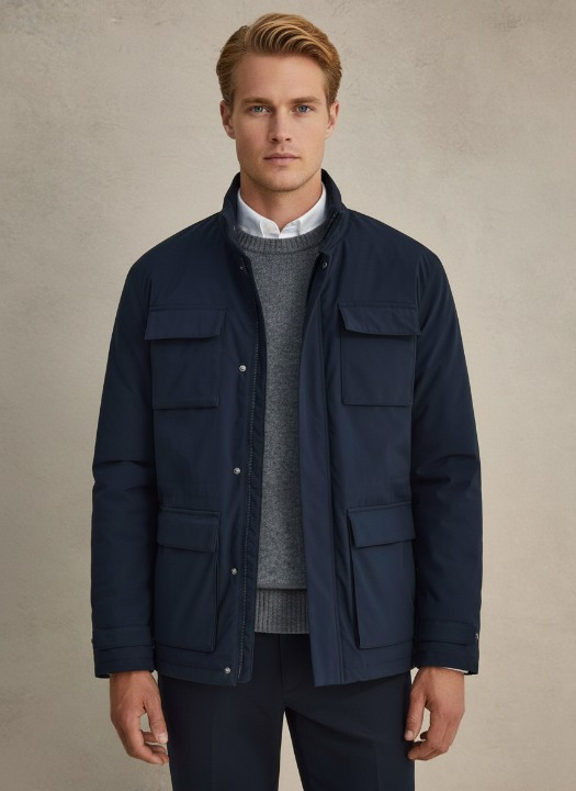 Navy Blue Padded Field Jacket