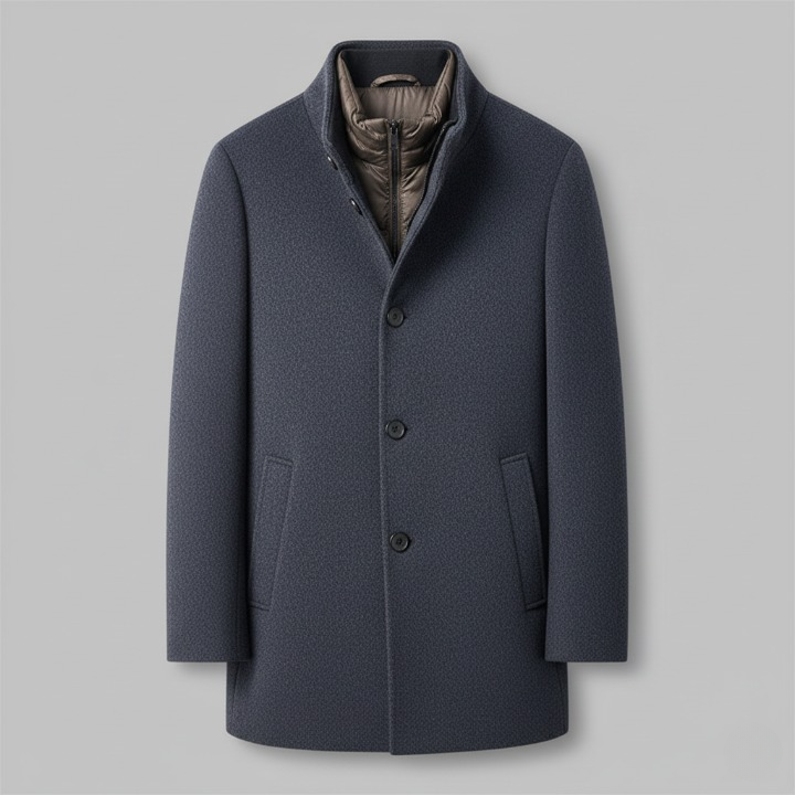 Double-layered wool blend coat