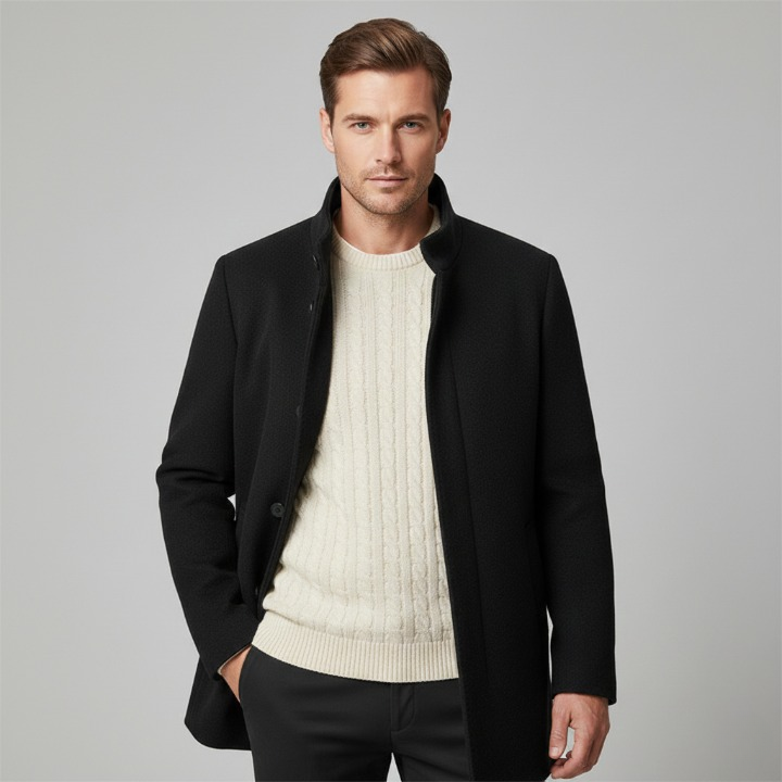 Double-layered wool blend coat