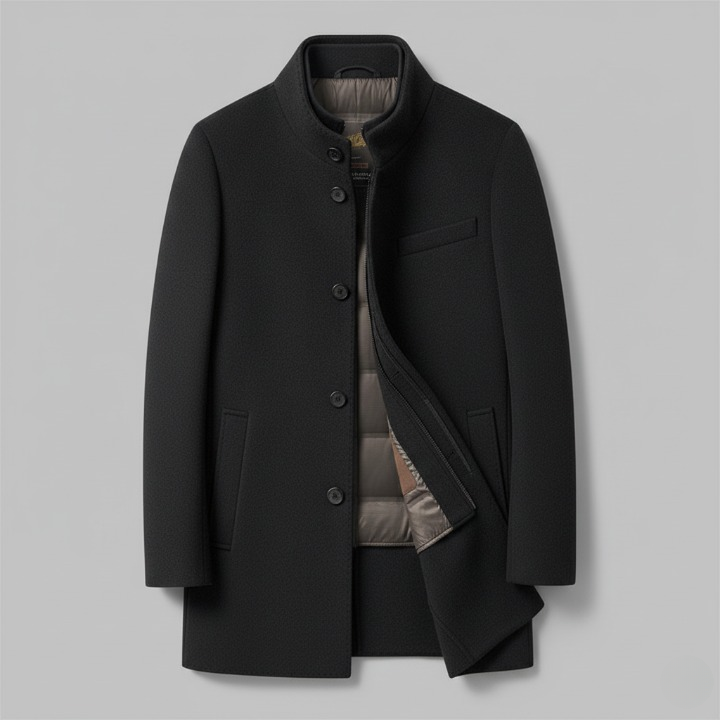 Double-layered wool blend coat