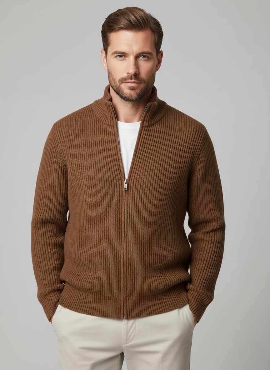 Cable Knit Full Zip Sweater