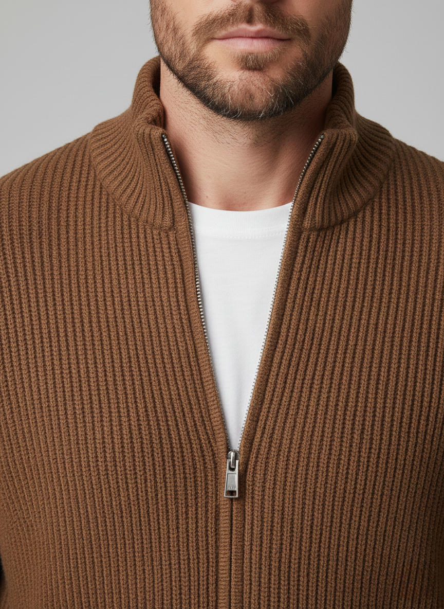 Cable Knit Full Zip Sweater